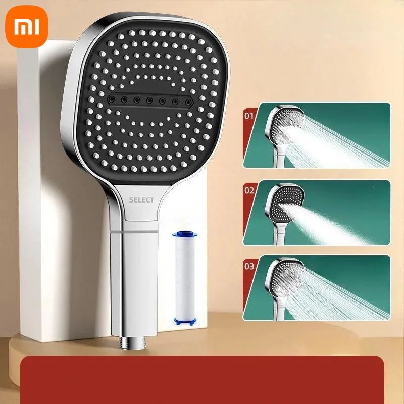 Xiaomi 13cm High-Pressure Shower Head – 3-Mode Water Massage with Filter Element, Bathroom Accessory (New)