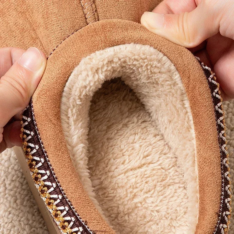 Hot Winter Women’s Plush Slippers – Warm Embroidered House Shoes with Anti-Slip Thick Sole & Cozy Interior