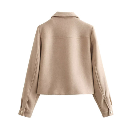 Luxury Women’s Collared Jacket with Decorative Pocket Detail