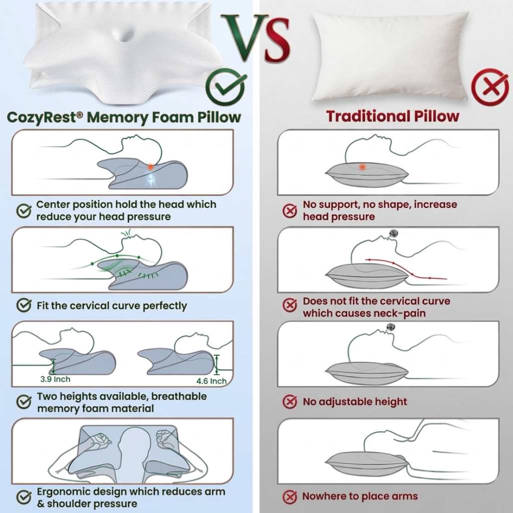 🛌 NeckEase™ Memory Foam Pillow